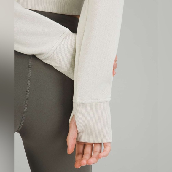 Lululemon Scuba Full Zip-Up Cropped Hoodie in Bone - Picture 4 of 11